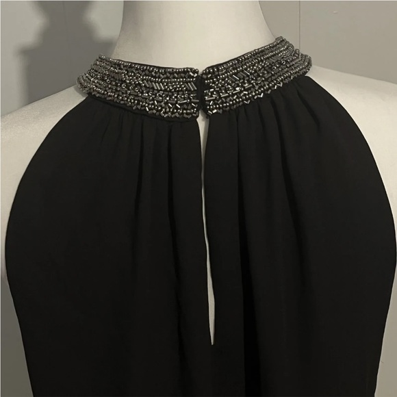 White House Black Market Halter Top Embellished Collar Sleeveless Black S - Picture 5 of 11